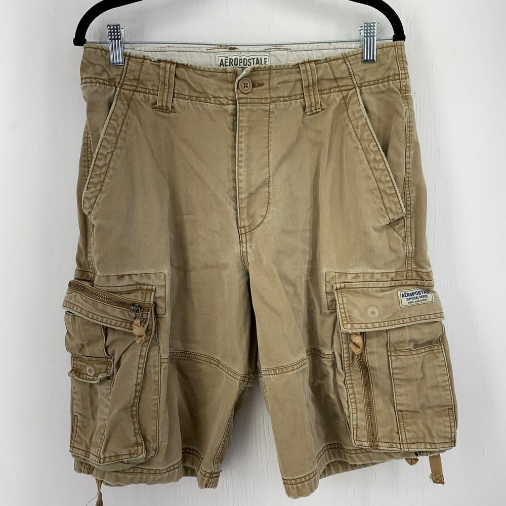 Aeropostale Mens 32 Utility Authentic Cargo Shorts Multi-Pocket Long Gorp Grunge